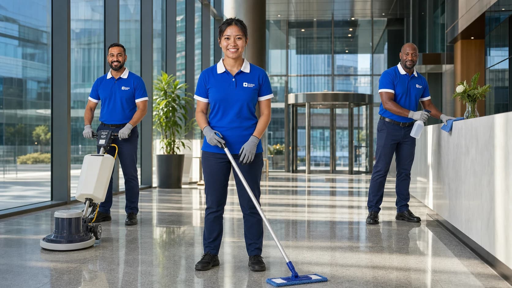 Clean Best cleaning team servicing a commercial premises in Sydney NSW